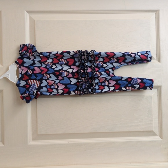 Posh Peanut Bamboo 4th Of July Heart Patterned Baby Romper Size 9-12 Months EUC - Picture 4 of 5